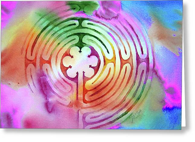 Raninbow Labyrinth Watercolour  - Greeting Card