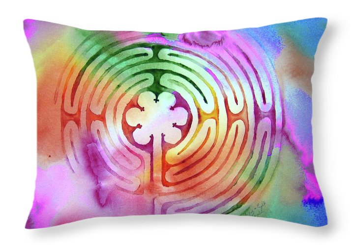 Raninbow Labyrinth Watercolour  - Throw Pillow